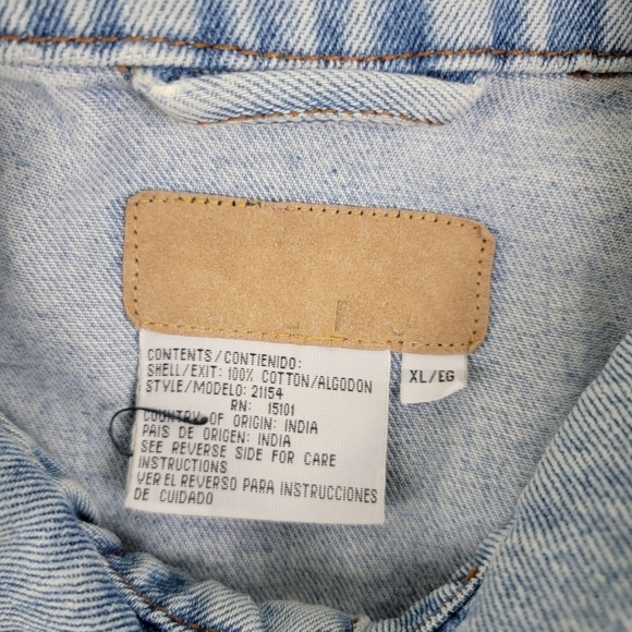 Vtg 90s Wrangler Western Trucker Denim Jean Jacket Mens XL Button Up - Picture 4 of 12